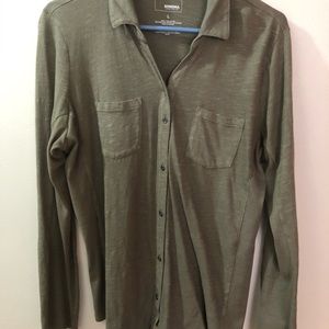 army green button down